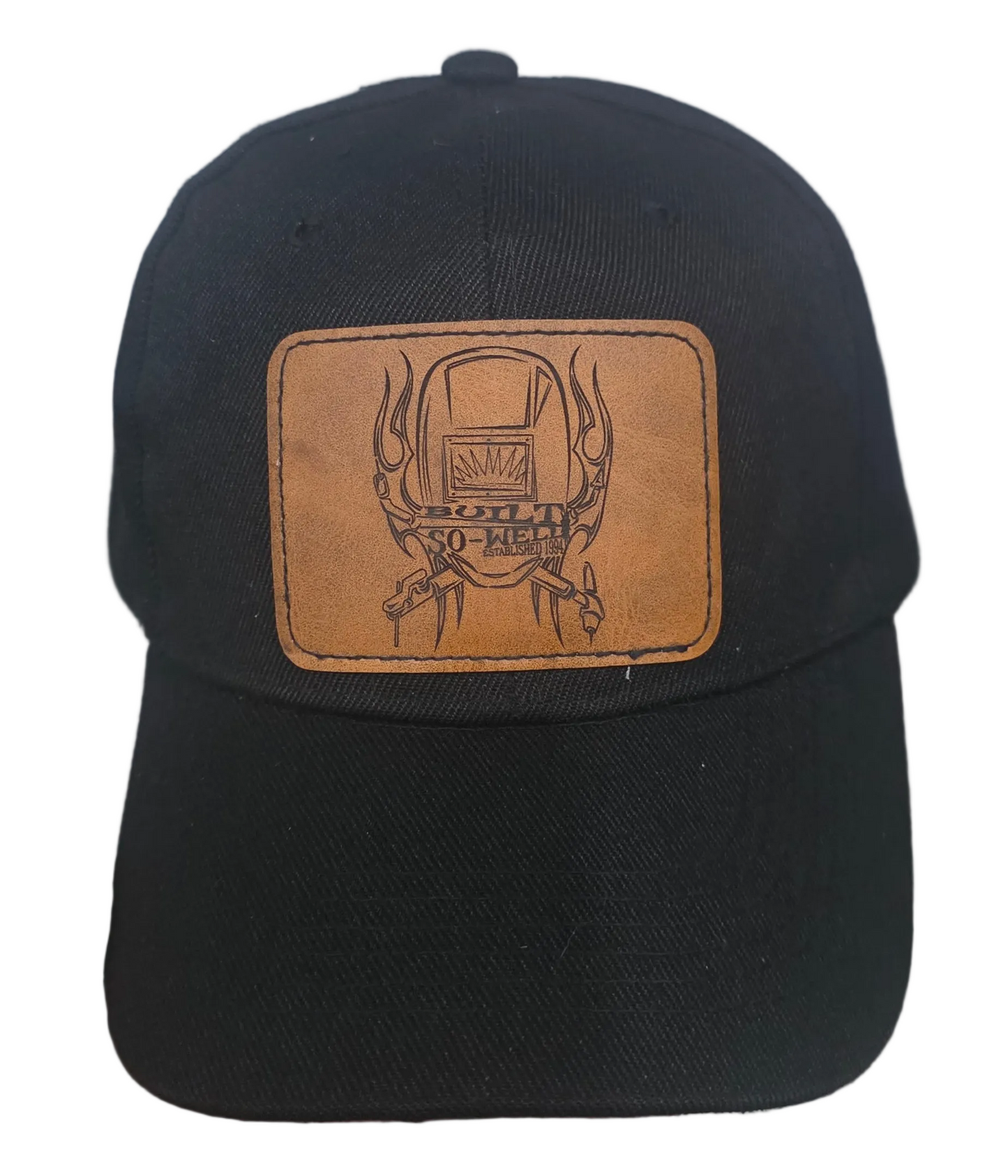 Custom cap with laser engraved leather patch