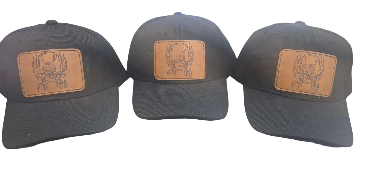 Custom cap with laser engraved leather patch