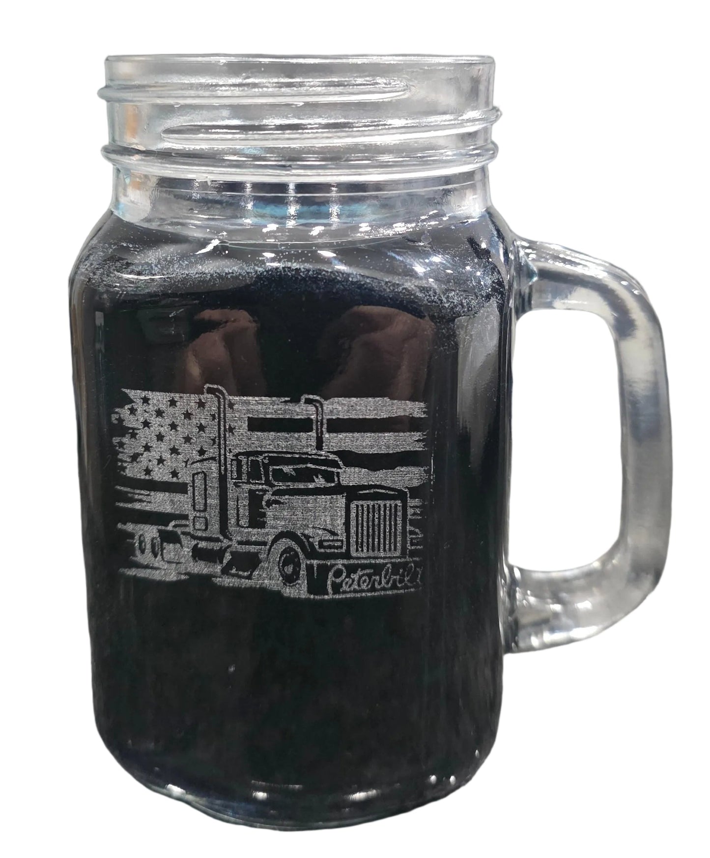 Custom laser engraved Mason style drining jar with handle